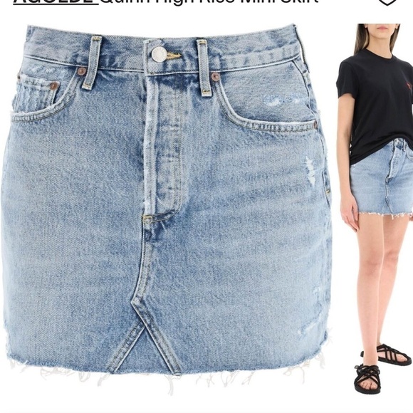 AGOLDE Quinn High Rise Mini Skirt.  Size 24.  100% cotton Premium Denim. - Picture 3 of 12